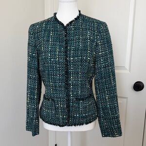 Evan Picone Tweed Blazer in Green and Black